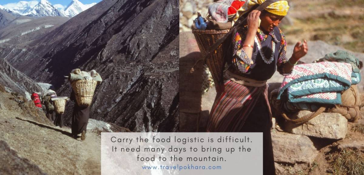 sherpa carry food in langtang